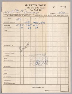 [Itemized Invoice for Allerton House: October 1955]