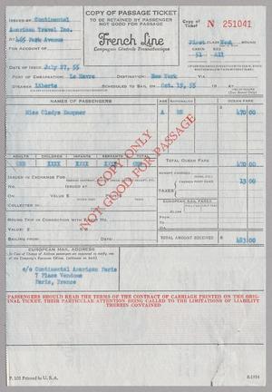 Primary view of object titled '[Cruise Ticket Copy]'.