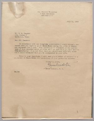 [Letter from Bruce Webster to D. W. Kempner, July 14, 1955]