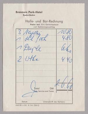 [Bill from Brenners Park Hotel, September, 1955]