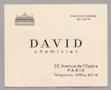 Primary view of [Business Card for David Chemisier]