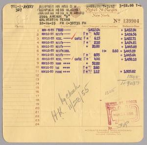 [Invoice for Balance Due to Hotel St. Regis, November 1955]