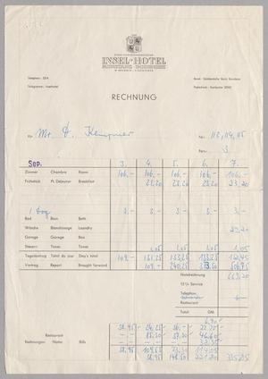 [Itemized Invoice for Insel - Hotel: September 1956]