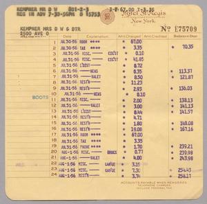 [Invoice for Balance Due to Hotel St. Regis, July 1956]