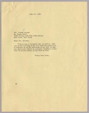 [Letter from Daniel W. Kempner to Frank Greene, July 23, 1956]