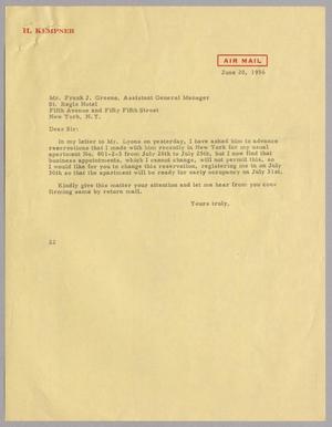 [Letter from D. W. Kempner to Frank J. Greene, June 20, 1956]