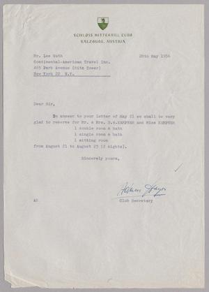 [Letter from Schloss Mittersill Club to Lee Guth, May 28, 1956]