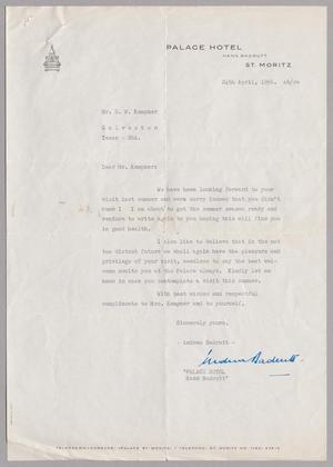 [Letter from Andrea Badrutt to D. W. Kempner, April 24, 1956]