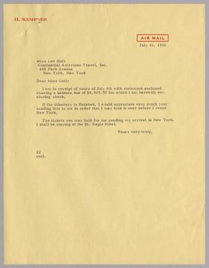 [Letter from Daniel W. Kempner to Lee Guth, July 10, 1956]