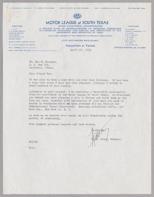 [Letter from W. G. Jones to D. W. Kempner, April 28, 1956]