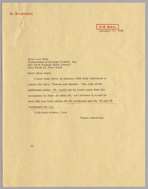 [Letter from Daniel W. Kempner to Lee Guth, January 17, 1956]