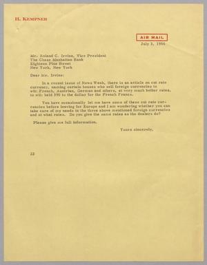 [Letter from Daniel W. Kempner to Roland C. Irvine, July 3, 1956]