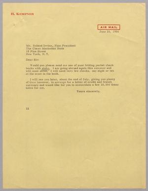 [Letter from Daniel W. Kempner to Roland C. Irvine, June 25, 1956]
