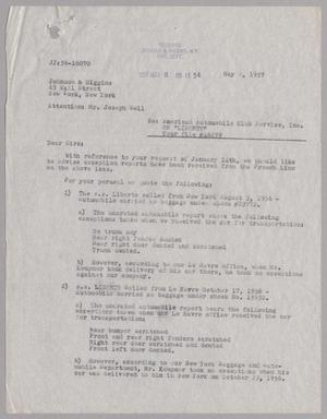[Letter from J. Jager to Johnson & Higgins, May 8, 1957]