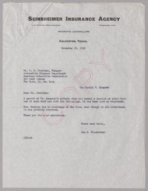[Letter from Joe C. Blackshear to W. J. Sheridan, November 28, 1956]