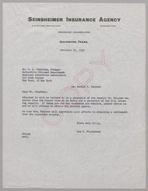[Letter from Joe C. Blackshear to W. J. Sheridan, November 19, 1956]