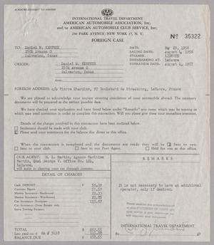 [Invoice for Foreign Car Insurance to D. W. Kempner]