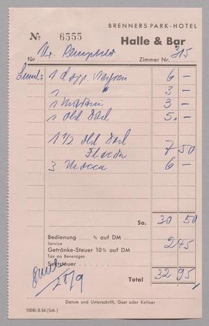 [Bill from Brenners Park Hotel, September 28, 1956]