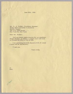 [Letter from Daniel W. Kempner to W. A. Walker, June 28, 1956]