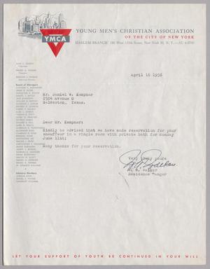 [Letter from W. A. Walker to Mrs. Daniel W. Kempner, April 16, 1956]