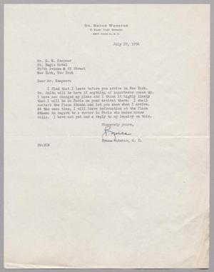 [Letter from Bruce Webster to D. W. Kempner, July 27, 1956]