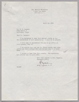 [Letter from Bruce Webster to D. W. Kempner, April 19, 1956]