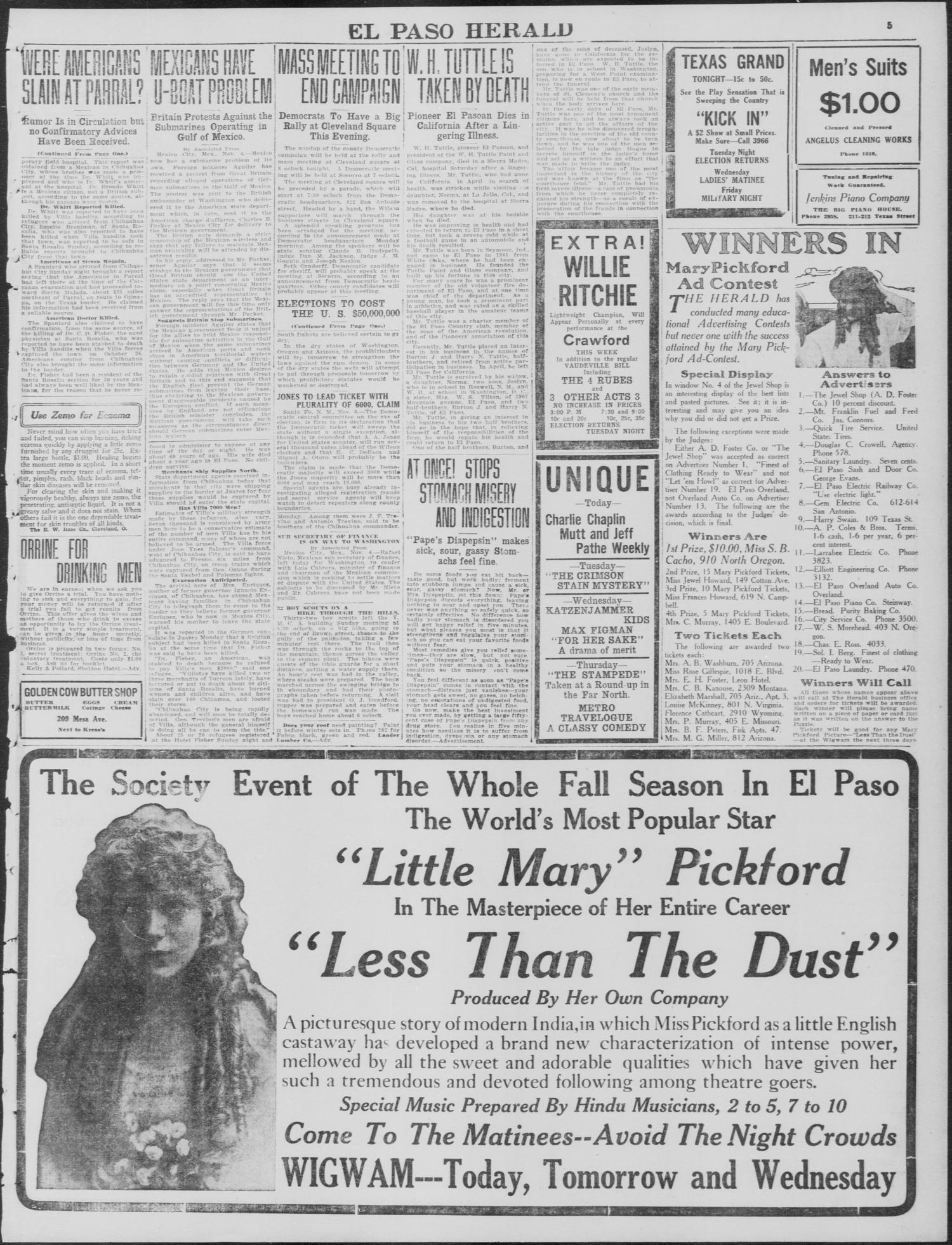 El Paso Herald (El Paso, Tex.), Ed. 1, Monday, November 6, 1916
                                                
                                                    [Sequence #]: 5 of 14
                                                