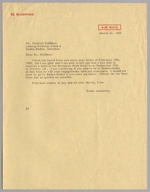[Letter from Daniel W. Kempner to Dr. Dietrich Schlüter, March 22, 1956]