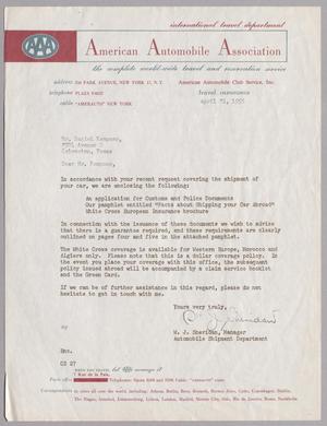 Primary view of object titled '[Letter from W. J. Sheridan to D. W. Kempner, April 21, 1955]'.