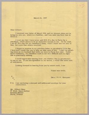 [Letter from Jeane Kempner to Gilbert Haas, March 21, 1957]