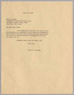 [Letter from Jeane B. Kempner to Lee Guth, April 10, 1957]