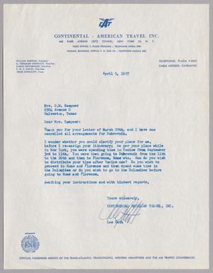 [Letter from Lee Guth to D. W. Kempner, April 5, 1957]