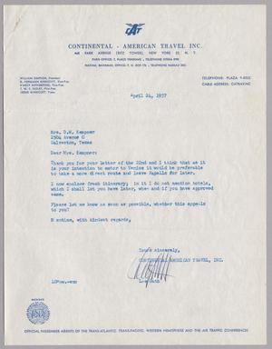 [Letter from Lee Guth to Mrs. D. W. Kempner, April 24, 1957]