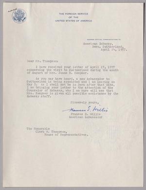 [Letter from Frances E. Willis to Clark W. Thompson, April 24, 1957]