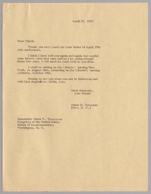 [Letter from Jeane B. Kempner to Clark W. Thompson, April 20, 1957]