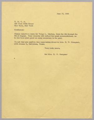 [Letter to Y. M. C. A., June 17, 1958]