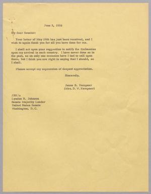 [Letter from Jeane B. Kempner to Lyndon B. Johnson, June 5, 1958]