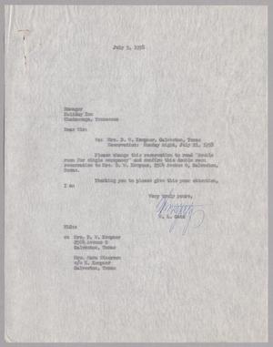 [Letter from W. L. Gatz to Manager, July 5, 1958]