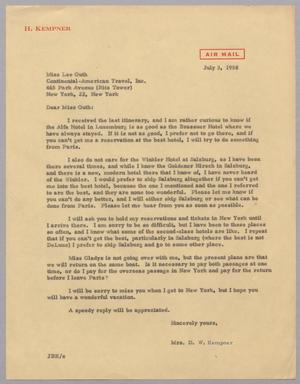 [Letter from Jeane B. Kempner to Miss Lee Guth, July 3, 1958]