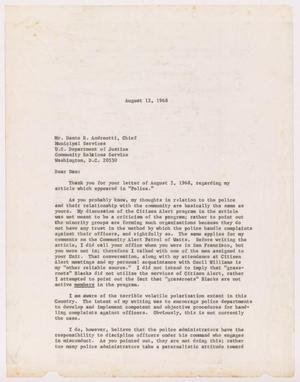Primary view of object titled '[Letter from Lee Brown to Dante R. Andreotti, August 12, 1968]'.