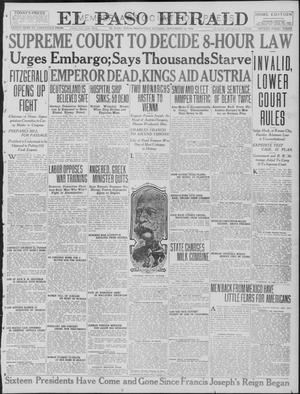 Primary view of object titled 'El Paso Herald (El Paso, Tex.), Ed. 1, Wednesday, November 22, 1916'.