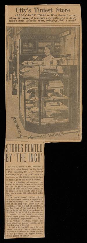 Primary view of object titled '[Clipping: Stores Rented by 'The Inch']'.
