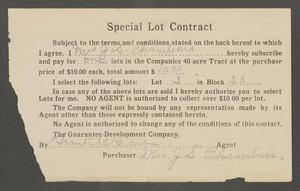 Primary view of object titled '[Contract for Lot Sale in Oklahoma]'.