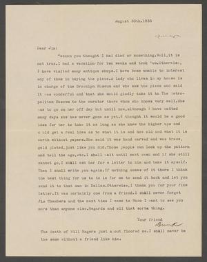 Primary view of object titled '[Letter from C. S. Duncan to Jim Chambers - August 30, 1935]'.