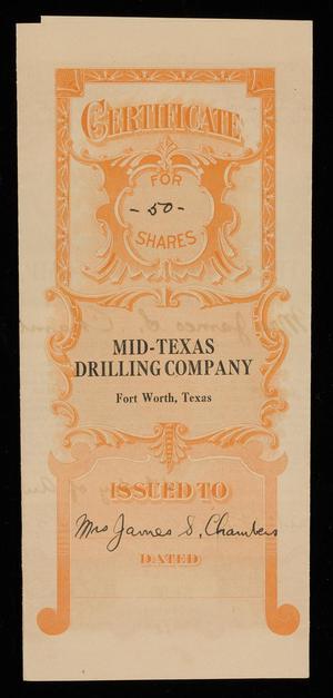 Primary view of object titled '[Mid-Texas Drilling Company Stock Certificate #13]'.