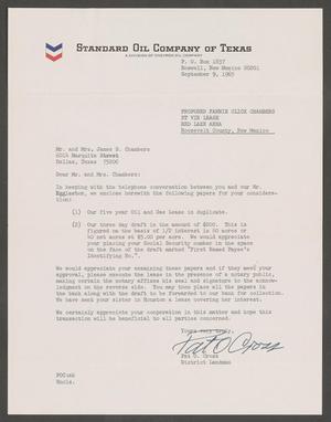 Primary view of object titled '[Letter from Pat Cross to the Chamberses - September 9, 1965]'.