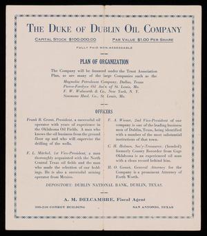 Primary view of object titled '[Brochure Advertising Shares for Duke of Dublin Oil Company]'.