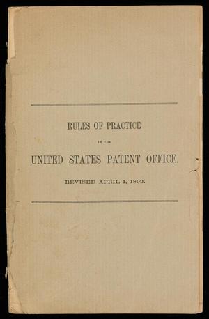 Primary view of object titled 'Rules of Practice of the United States Patent Office'.