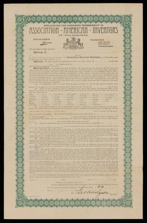 Application for Honorary Membership in Association American Inventors, Philadelphia [#2]
