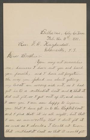 Primary view of object titled '[Letter from J. J. Click to W. H. Kuykendall - February 11, 1901]'.